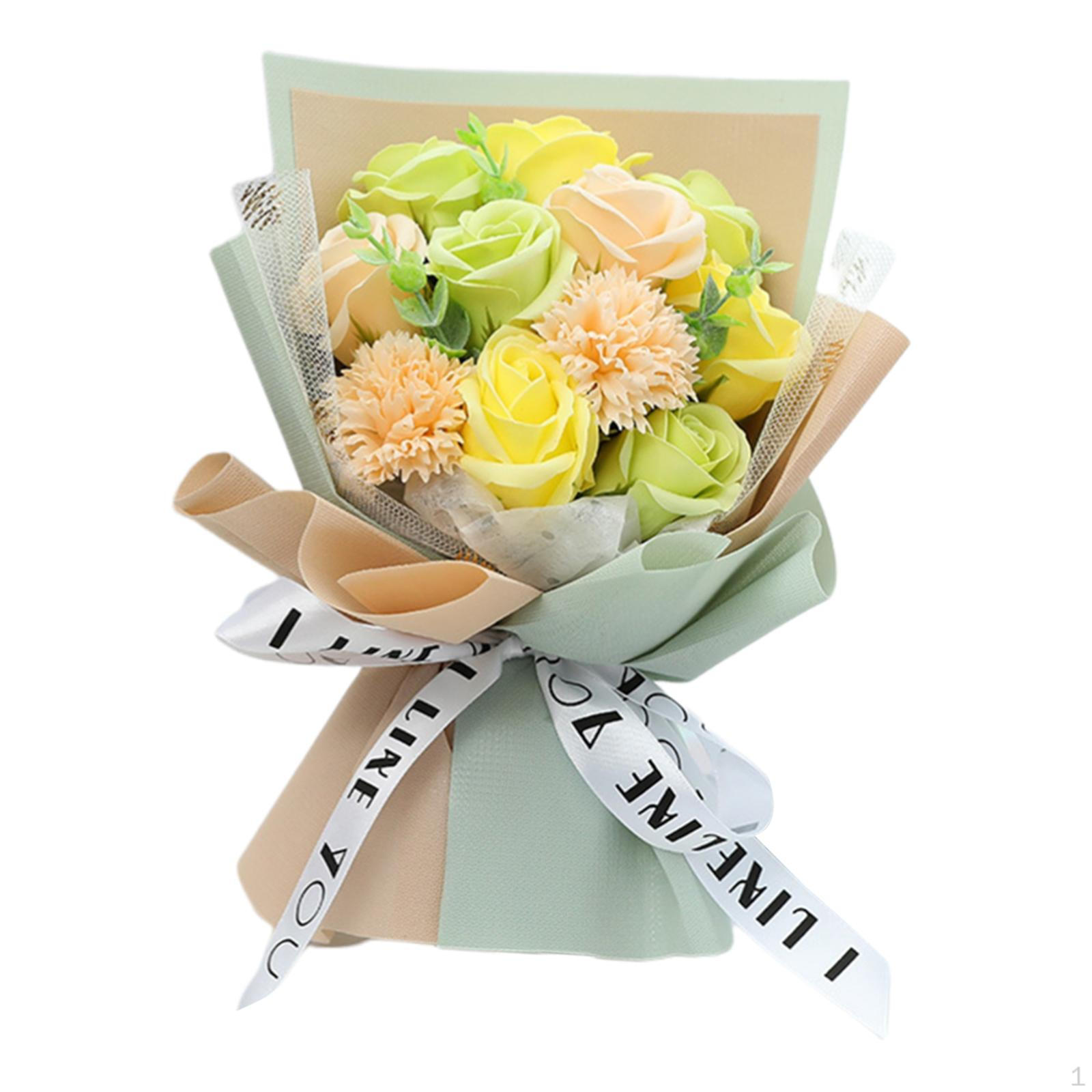 

11pcs Soap Artificial Flower Bouquet Flowers Like Fresh Cut Roses From The Garden Green E
