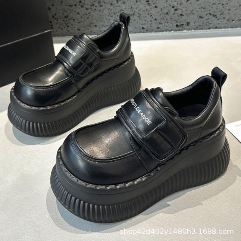 British Style Small Leather Shoes Women's Shoes 2024 Spring New Thick-soled Inner Height-increasing Women's Shoes Muffin Mary Jane Loafers