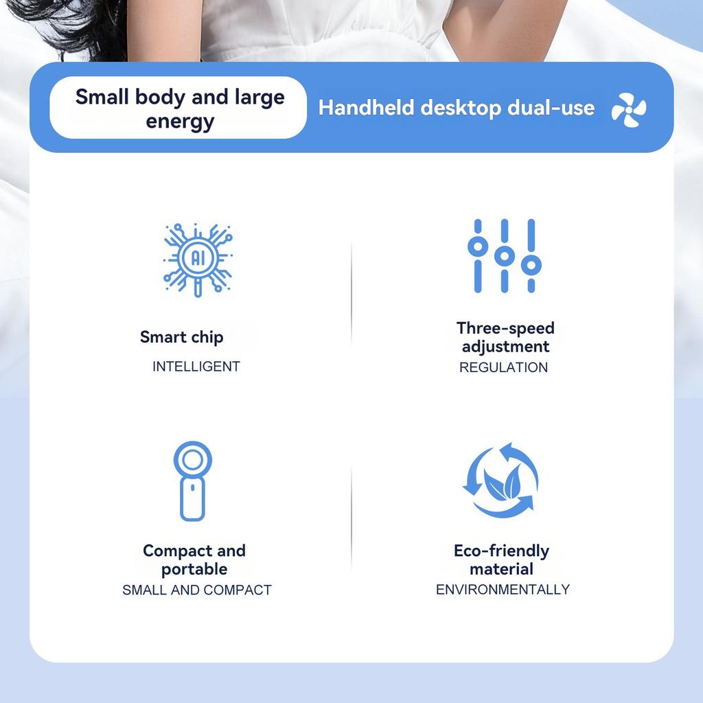 Portable Handheld Fan USB Rechargeable Mini Pocket Personal Cooling Fan 3 Speed for Travel Outdoor Home Office Concert Sports