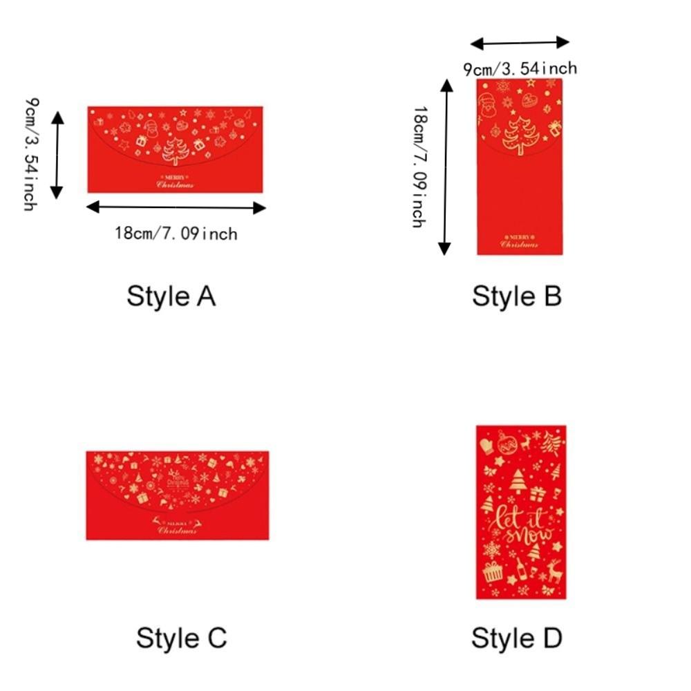 6PCS Rectangular Xmas Currency Envelopes Xmas Tree Pattern Christmas Gift Red Packets  Families