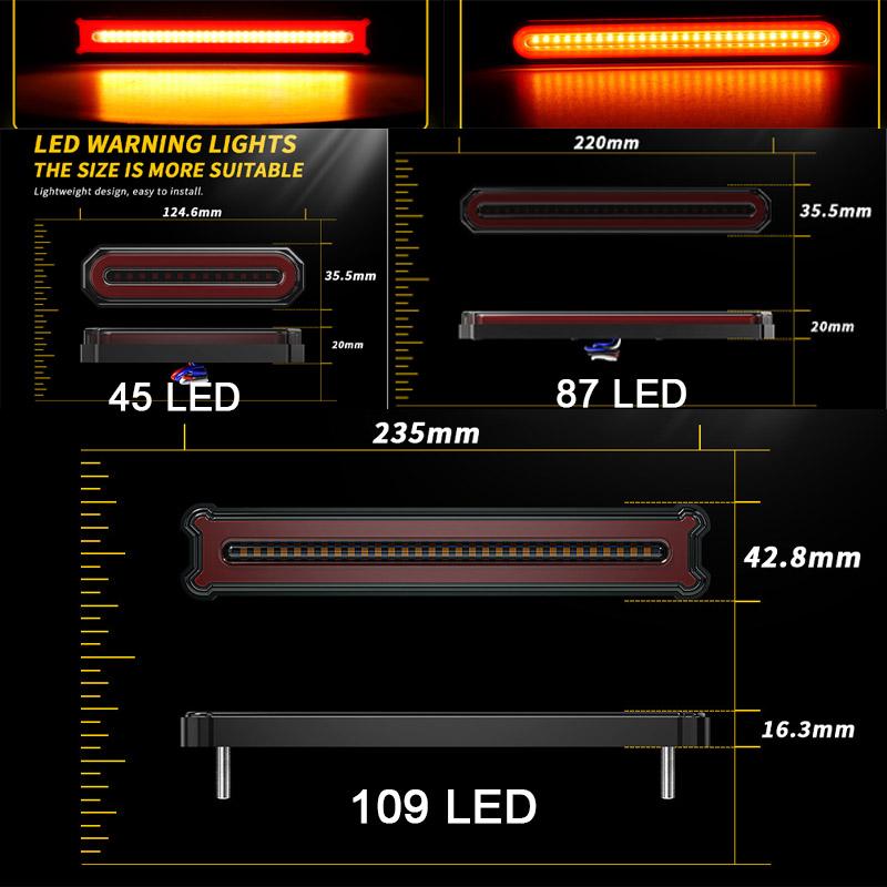 45/87/109 LED Strip Edge Light 12-24V Flashing Truck Off-road Vehicle Engineering Vehicle Side Warning Light Car Tail Light