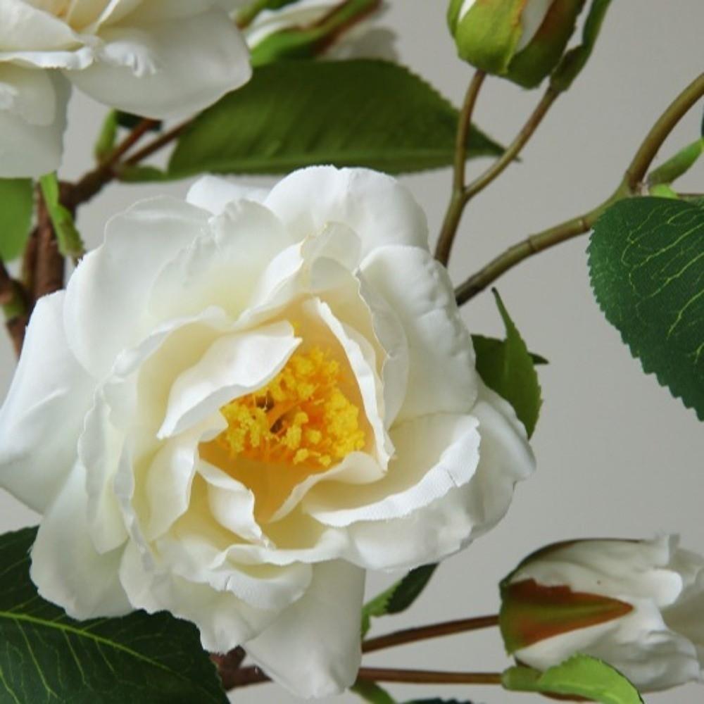 Plastic Artificial Flower Branch Real Touch Fake Flowers Silk Camellia Flower Outdoor Garden Decor