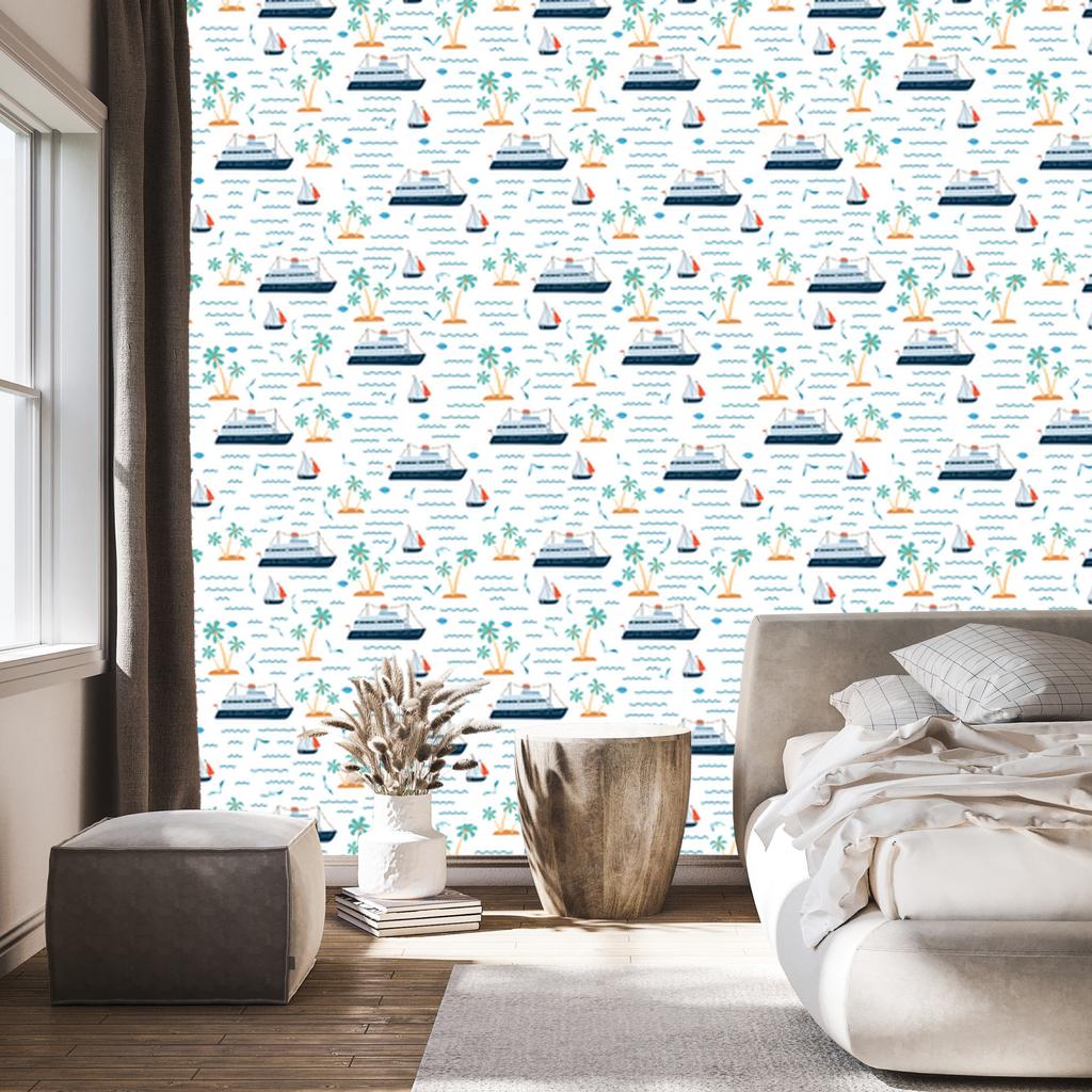 Ships wallpaper for living room and bedroom 50x1000
