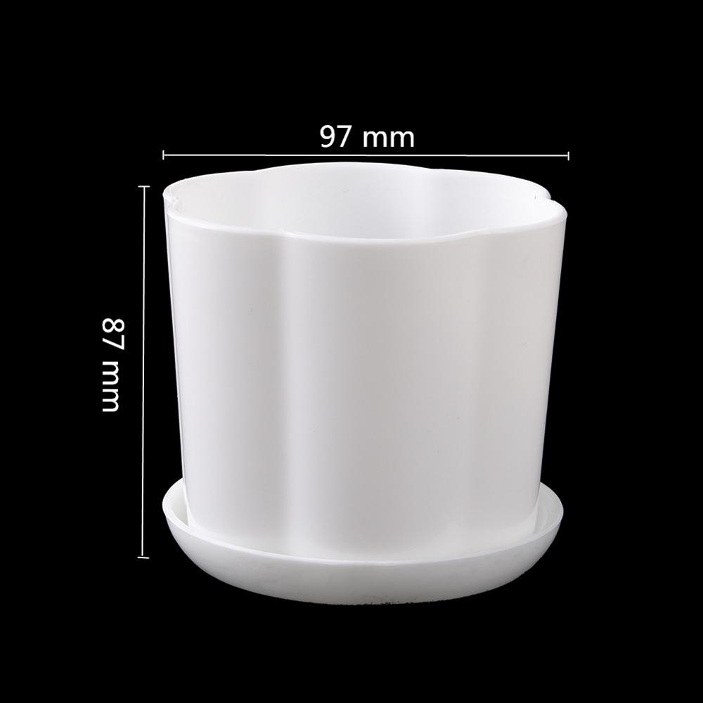 

White Minimalist Polygonal Flower Pot With Tray Gardening Thickened Plastic Garden Pot Indoor Small Potted Plants Fleshy 1 Pc