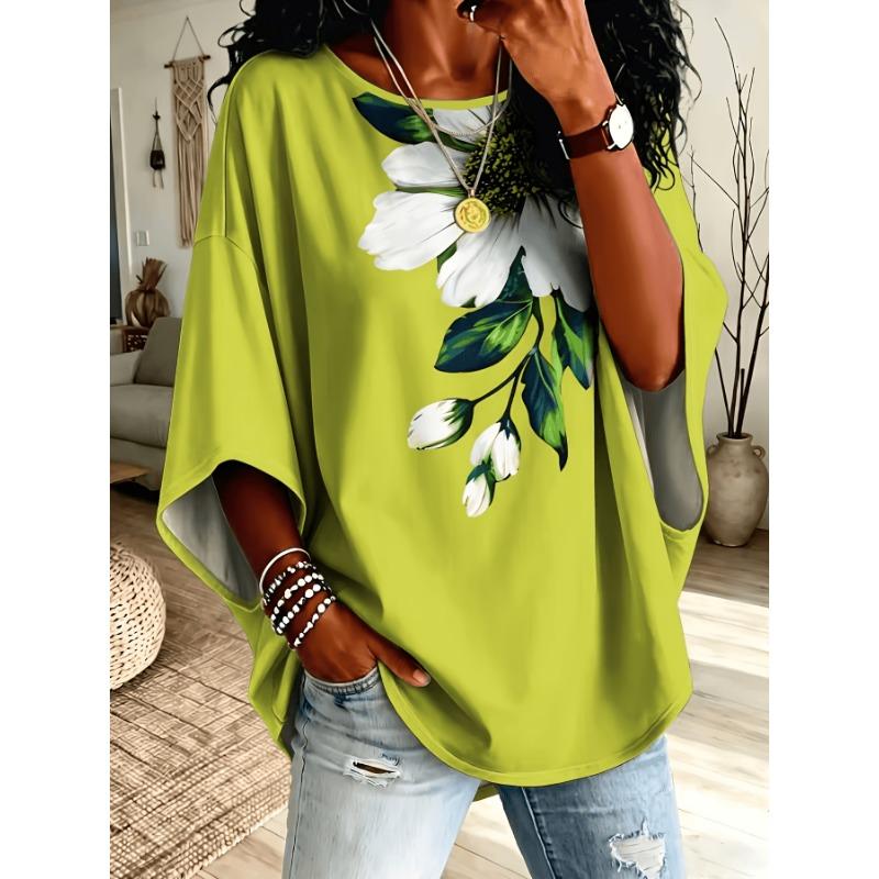 Large Size Round Neck Loose Shoulder Sleeve T-shirt