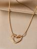 1pc Double Ring Heart Design Tender And Sweet Pendant Necklace