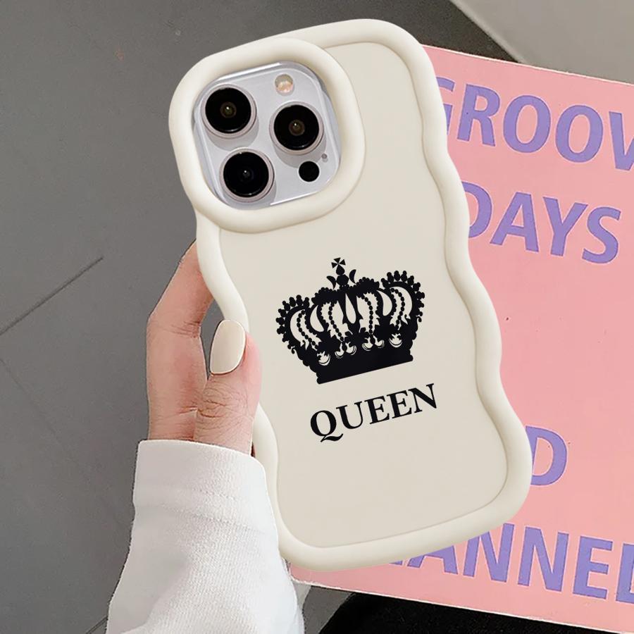 Soft Phone Cover Case for iPhone 15 Plus XR 13 11 8 14 16 Pro Max 17 Air 12 Crown Queen King Letter