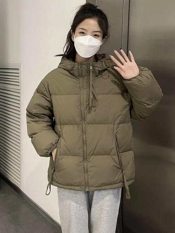 

Осень-зима Новые модные однотонные толстовки с длинным рукавом Парки Женская одежда Корейские пуговицы Теплые универсальные простые трендовые топы XXXL коричневый/зелёный