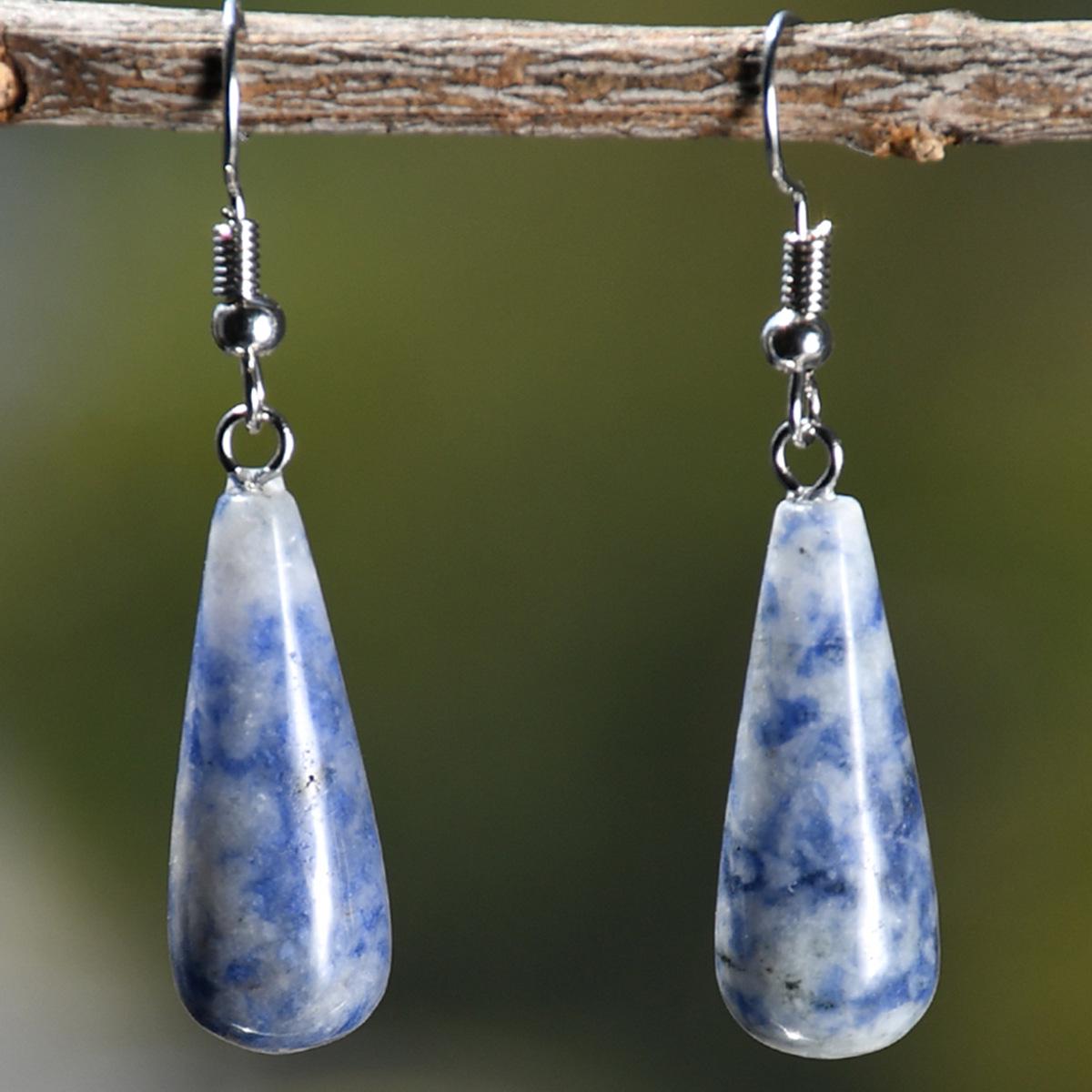 

Vintage Amethyst & Jade Water Drop Earrings - Hanfu and National Style Accessories