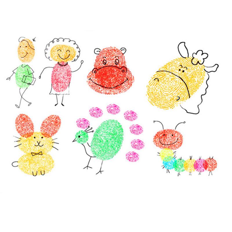6 Colors Ink Pad Stamp DIY Finger Painting Craft Cardmaking For Kids Montessori Drawing Baby Toys