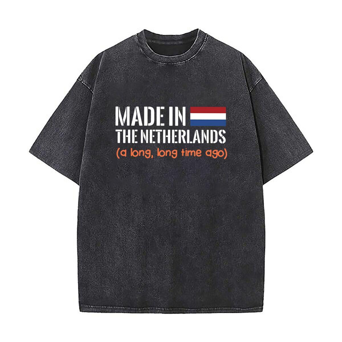 

Made in Netherlands Cultural Art Mens Summer Tshirt Short Sleeve Loose Streetwear Short Sleeve Tops S