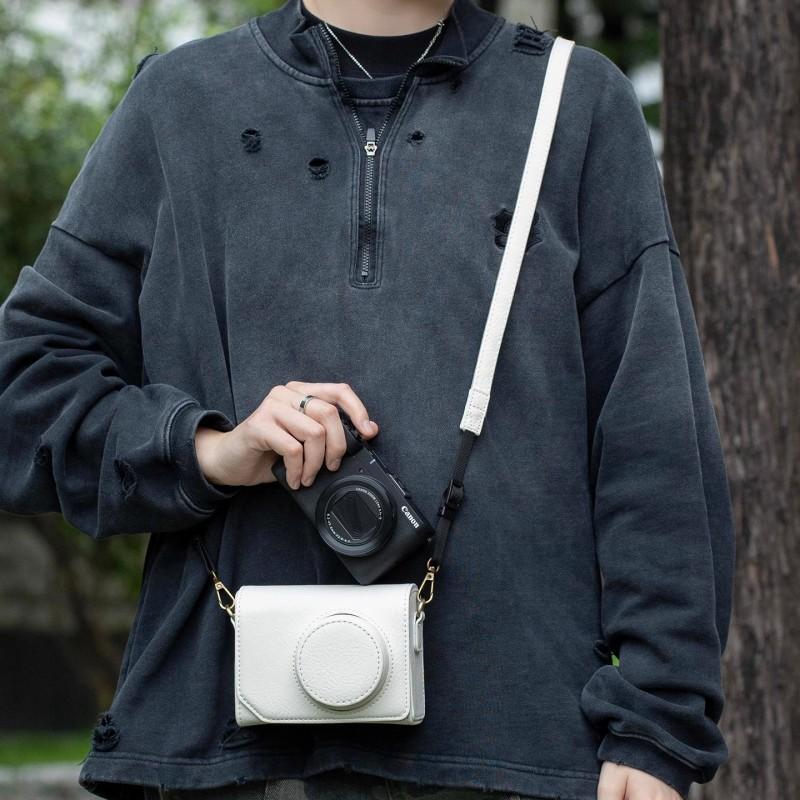 PU Camera Bag Sony ZV-E10 Canon PowerShot V1 Compact Video Small Crossbody Pouch With Shoulder Strap