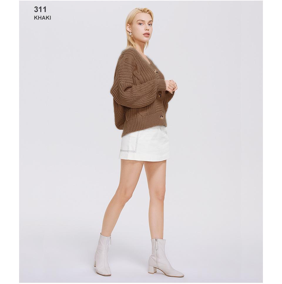 2025 Women's Solid Color Knit Cardigan - European & American Style Winter Sweater
