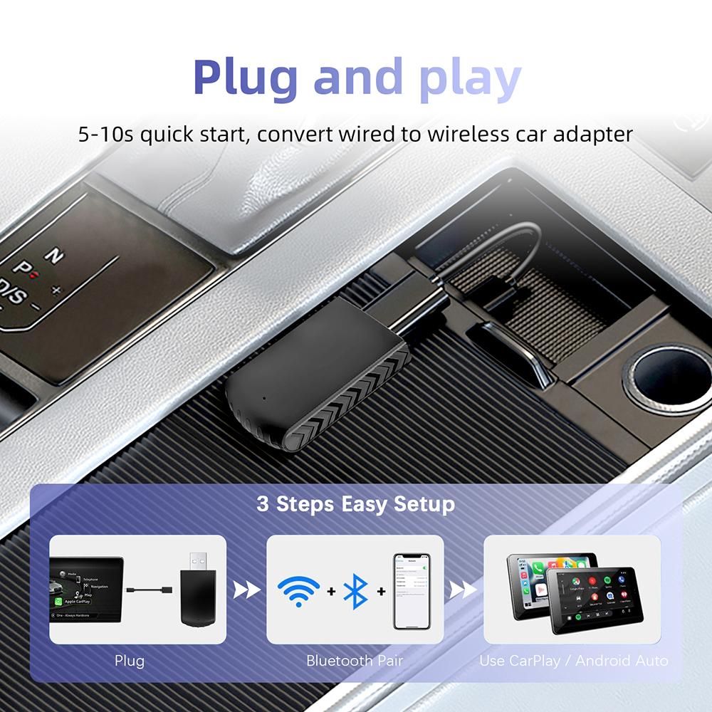 Wired To Wireless CarPlay Adapter for OEM Car Stereo With USB Plug and Play Smart Link  Automatic Connection To CarPlay