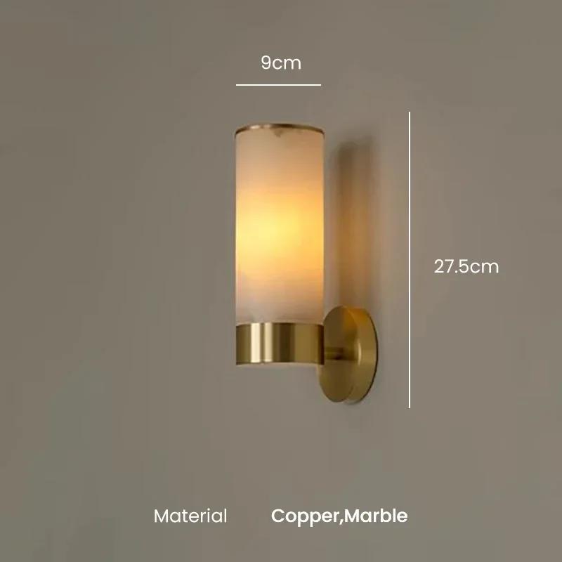 

New Chinese Style Simple Copper Marble Wall Lamp Nordic Postmodern Designer Villa Living Room Bedroom Bedside Home Decoration warm white