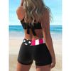 European and American large-size printed flat-angle split swimsuit women's belly cover conservative sports vest two-piece swimsuit