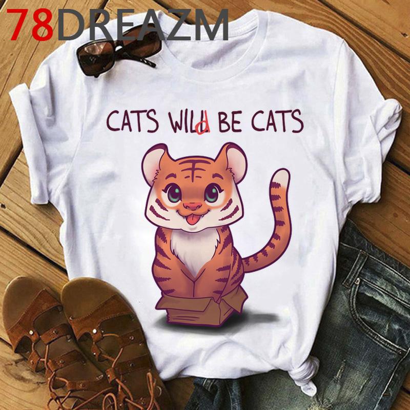 Lustige Katze 3D-Druck Damen T-Shirt Sommer Top Kawaii Kätzchen T-Shirt Unisex Koreanischer Stil Kleidung Niedliche Hip Hop Oberteile Weiblich