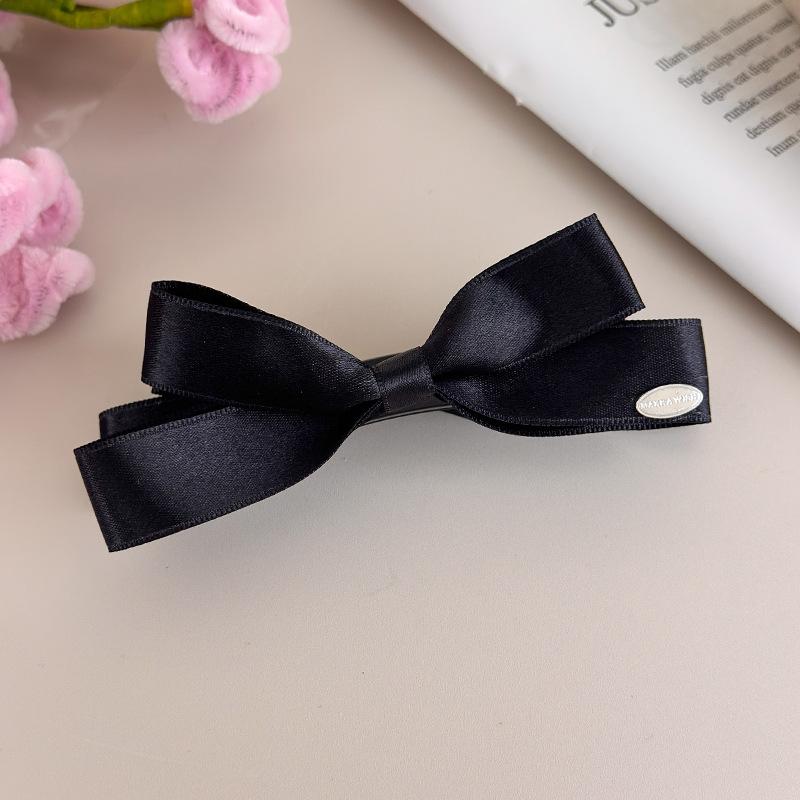 French Satin Bow Banana Clip Gentle Solid Color Vertical Clip Half Tie Hair Clip Simple Commuter Girl Hair Accessories