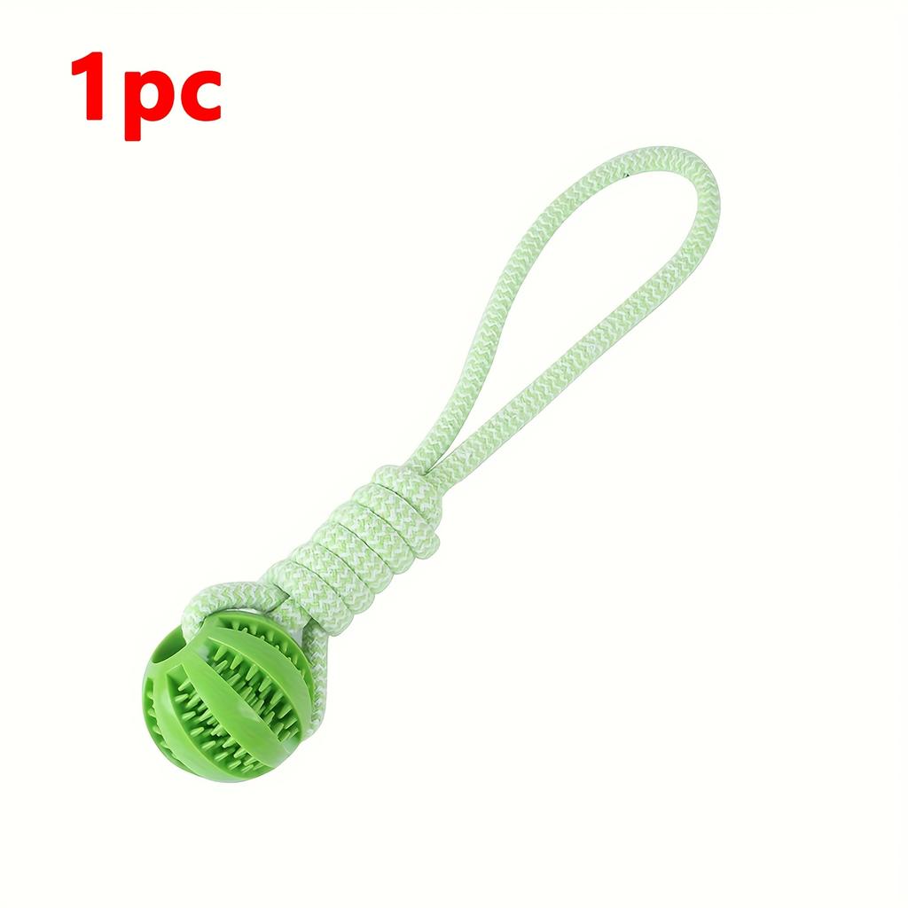 1pc Durable TPR Dog Toy with Rope - Interactive Tug-of-War and Treat Dispensing Ball for Teeth Cleaning