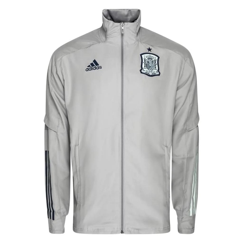Adidas Spain National Team Soft Moisture-Wicking Striped High-Collar Jacket Men Jacket Gray FI6273
