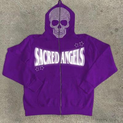 Europese en Amerikaanse herfst- en winter skelet hot diamond rits los vest hoodie