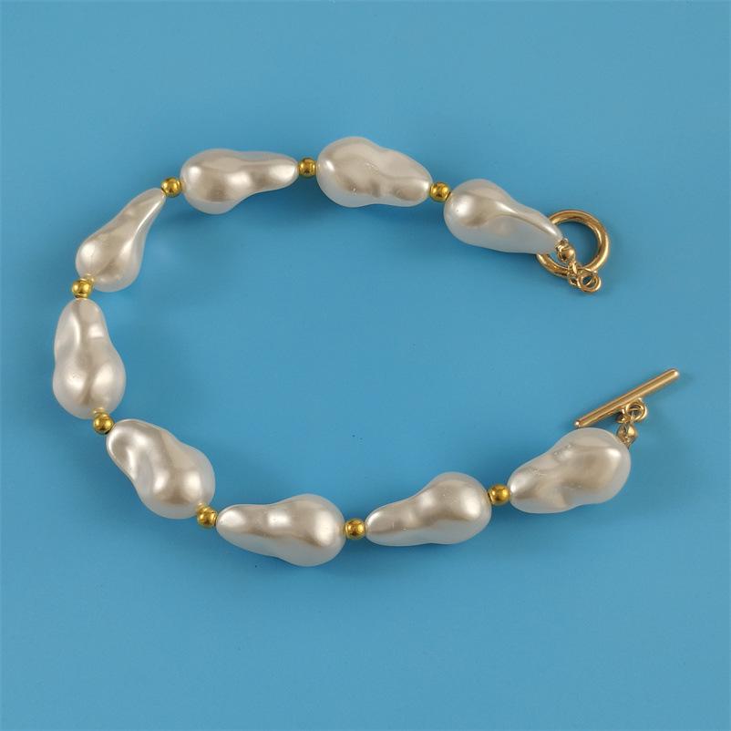 Versatile French-Style Choker: Irregular Pearl Necklace with OT Buckle for Women