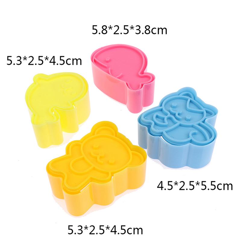 4Pcs/Set Dolphin Samll Seal Squirrel Bear Sandwich Cookie Mold Cutters Cutter Mini Sandwich Die Rice Ball Mold Kitchen Tools