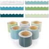 6 Rolls 206.69ft Boho Bulletin Board Decorations, Bulletin Board Borders Roll for Classroom, Scalloped Trim Green Borders for Back To School Theme