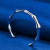 Elegant 925 Sterling Silver Delicate Bamboo-Shaped Open Bangle for Women, Fashionable Wedding Party Accessories