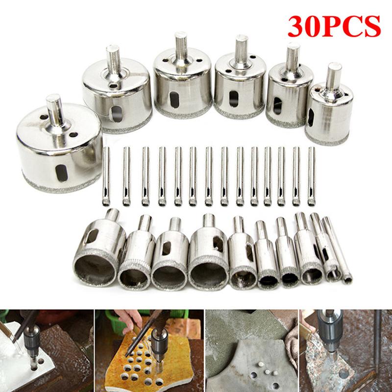 30pcs Holesaw Diamond Set Holes Saw Drill Bit Cutter Tile Glass Ceramic Marble