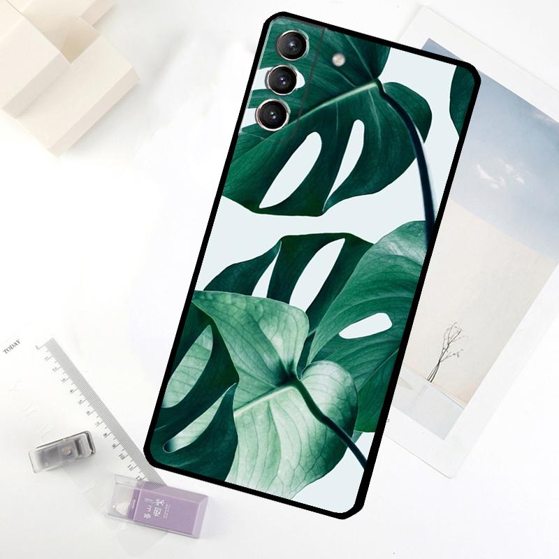 

Leaves Monstera Green Phone Case For Samsung Galaxy S20 FE S21 S22 S23 S24 S25 S26 Ultra S10 S25 Plus S25 FE Cover Galaxy S22 Plus