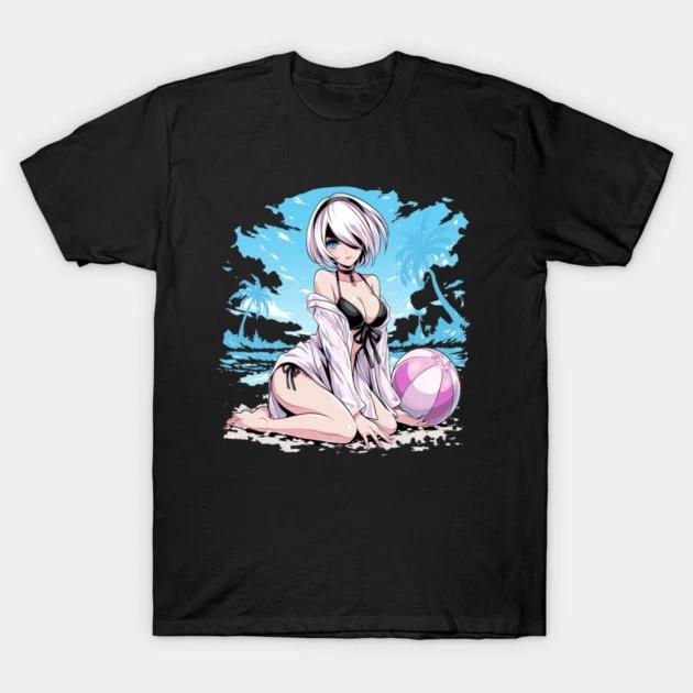 2b Nier Automata Waifu Shirt Anime Nier Automata Waifu Senpai Black T Shirt V15 S
