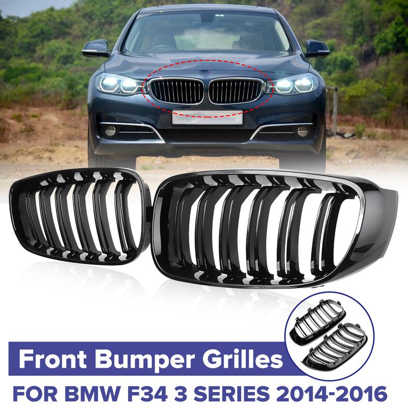 Pair Gloss Black Front Bumper Grille Grilles For BMW F34 335i GT 328i GTxDrive 2014 2015 2016 Not Fit For Sedan and Wagon