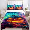 3pc Pumpkin Halloween Cover Set - 1 Quilt Cover + 2 Pillowcases, All Seasons Bedroom Setting, Perfect for Home074