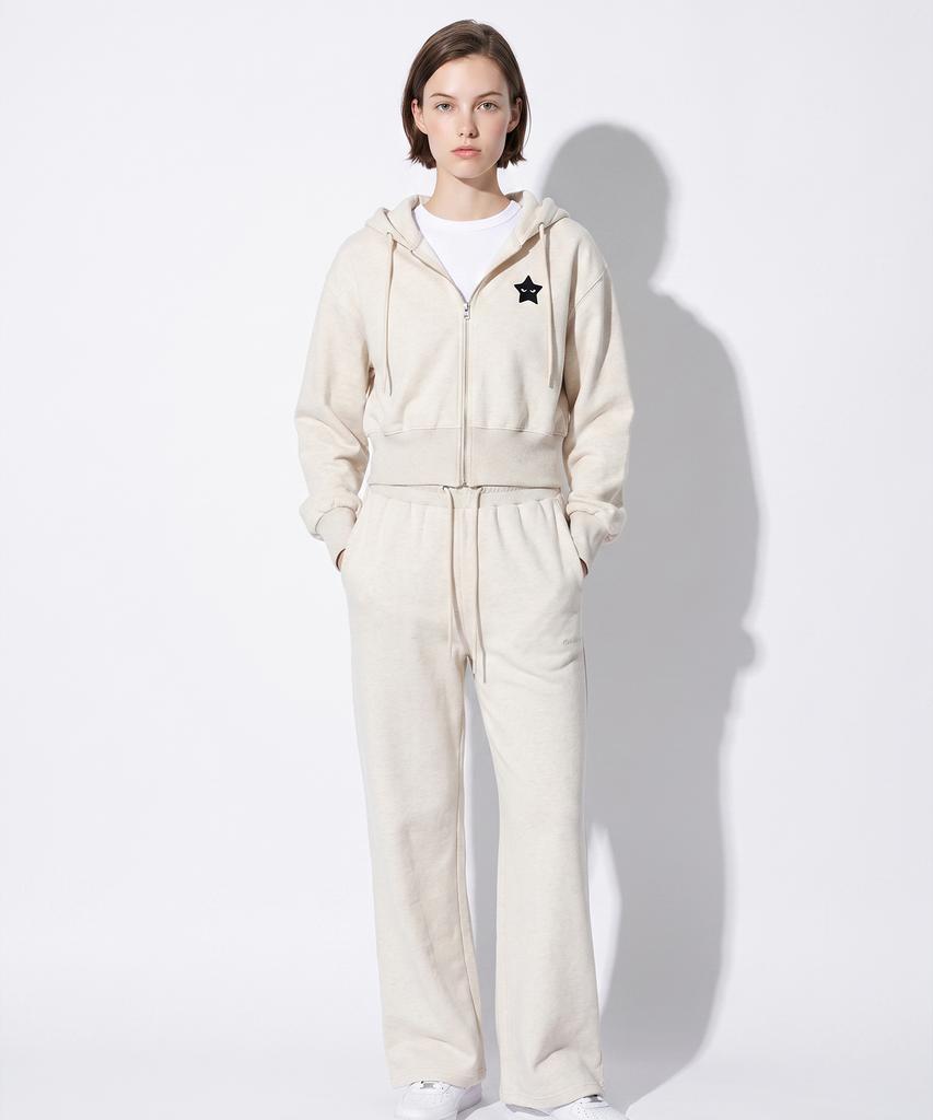 STARRYEYED Semi-Wide Fit Slit Training Pants (Melange Oatmeal)