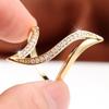 Chic Gold Color Wavy Band Zircon Ring for Women Daily Wear and Party