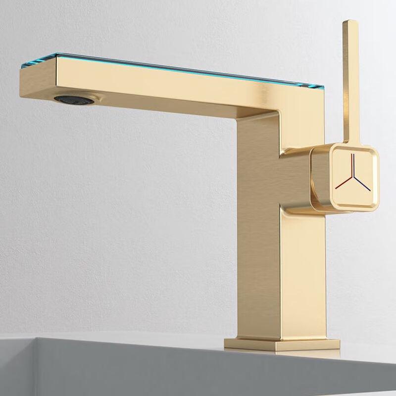 TLXT Gold Bathroom Faucet with Digital Display