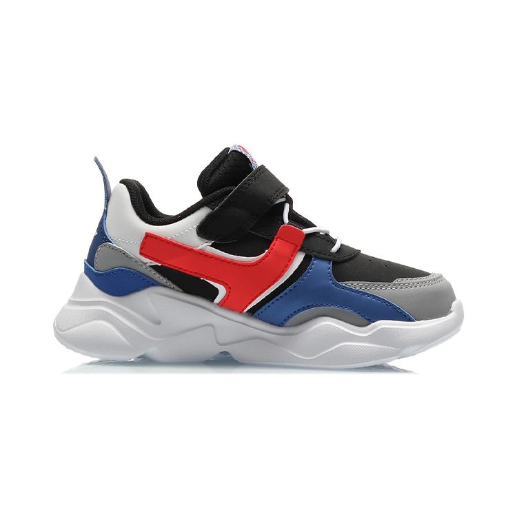 Li Ning Comfortable Daily Non-Slip Shock Absorbing Wear-Resistant Casual Shoes Kids Sneakers Blue Black YKNQ076-15