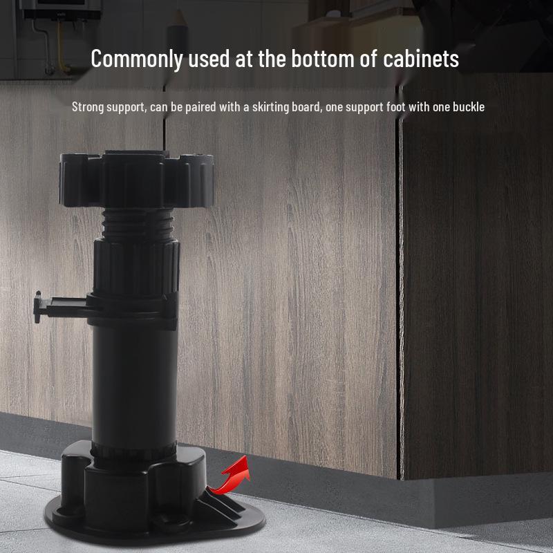 Adjustable Round Black Plastic Furniture Feet for Cabinets