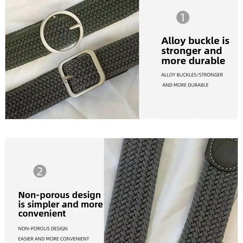 Internet Celebrity Woven Jeans Women's Men's Canvas Belt Women's Versatile Elastic Lazy Black Versatile Premium Belt