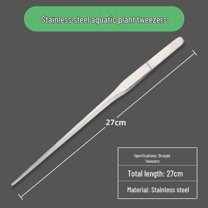 Aquarium Plant Care Set: Stainless Steel Curved Scissors, Tweezers, and Trimming Tools for Aquatic Landscaping and Cleaning.