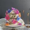 Nová dětská narozeninová party boční vlaječka na dort pro miminko Dárek Zlatý akrylátový Happy Birthday Dortové ozdoby Dortové ozdoby Potřeby na pečení