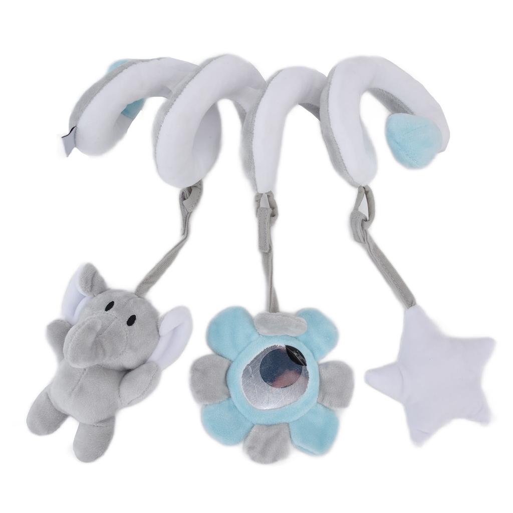 Baby Plush Animal Stroller Toys Spiral Activity Hanging Toys Ringing Bell Crib Stroller ToysGray