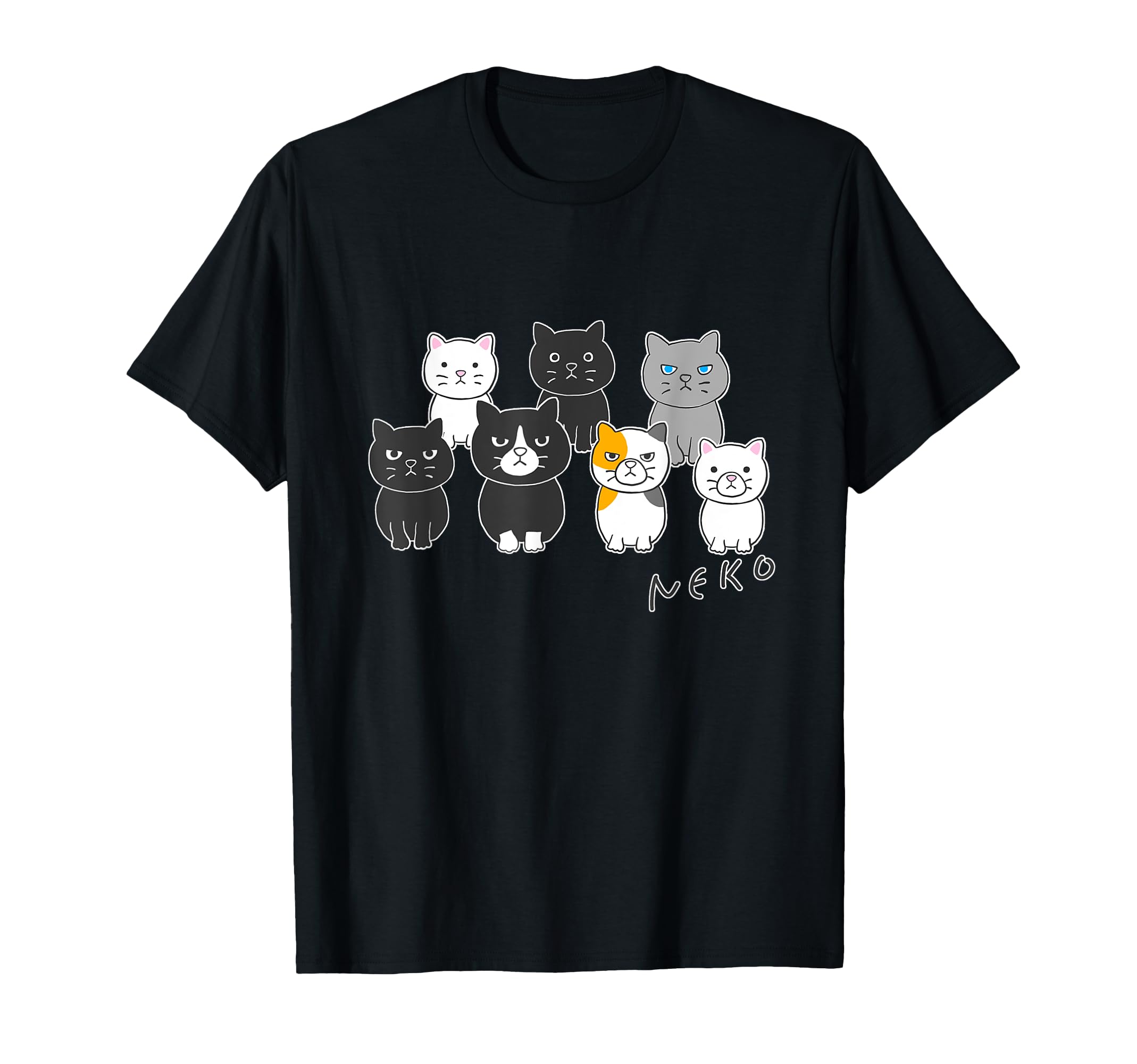 

Cat Black Cat Calico Cat White Cat Neko Fukigen Cat Cat Animal Illustration Uchinonekodoko [Animal Friends] T-Shirt чёрный
