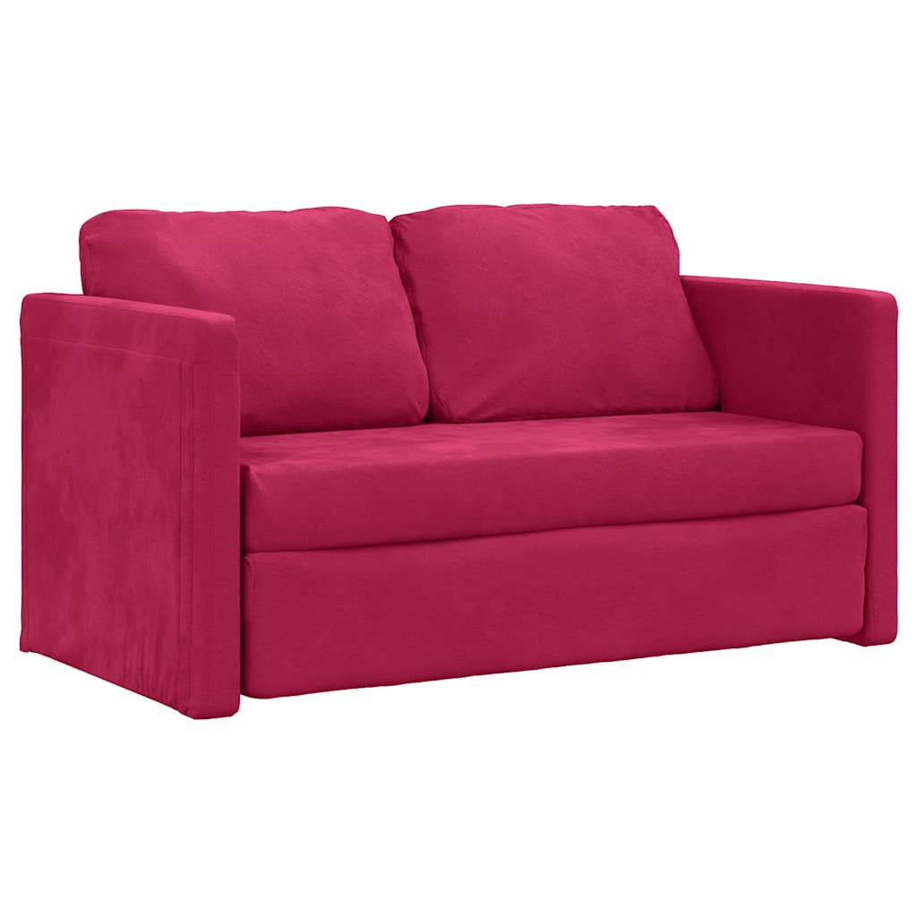 Vidaxl Sofa Podłogowa 2-W-1, Winna Czerwień, 122X204X55 Cm, Aksamit