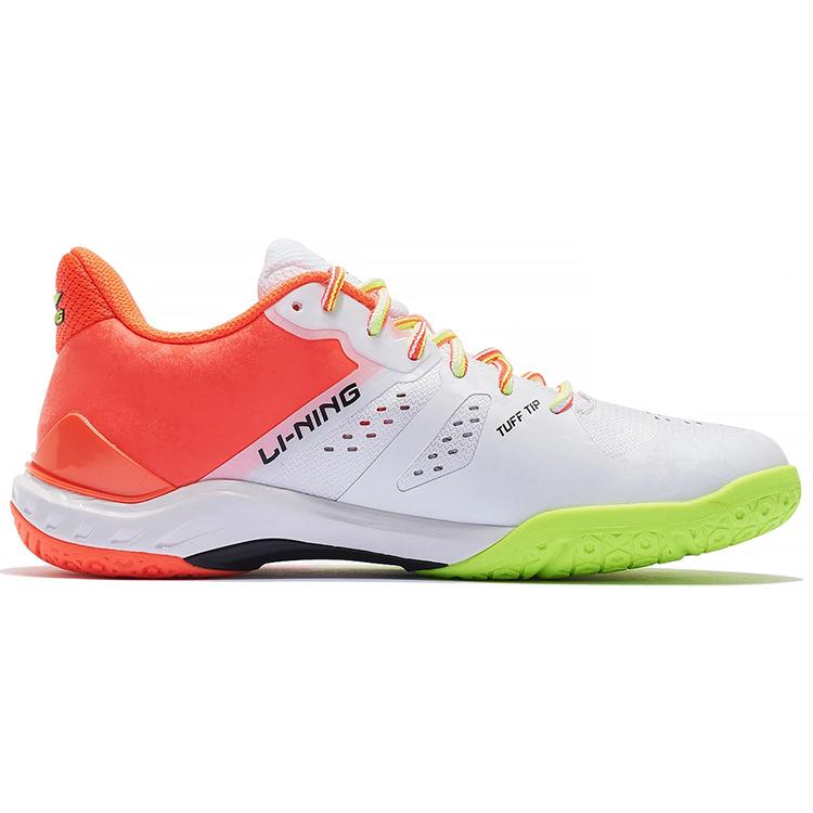 New LiNing Cloud Thunder Cushioned Slip Resistant Abrasion Resistant Breathable Low Top Badminton Shoes Unisex White Red AYAS028-4