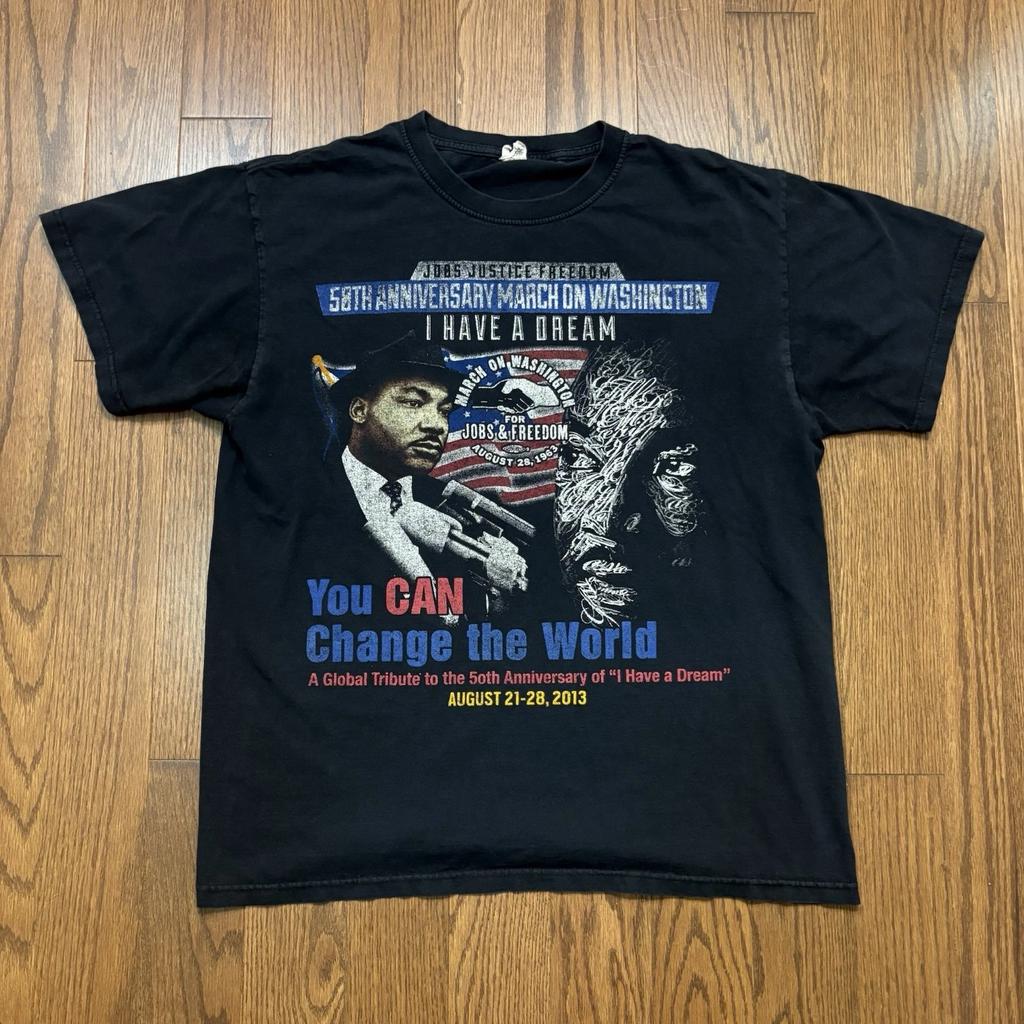 Vintage MLK T Shirt Rap Tee I Have A Dream Y2K Black Faded Men’s Large History