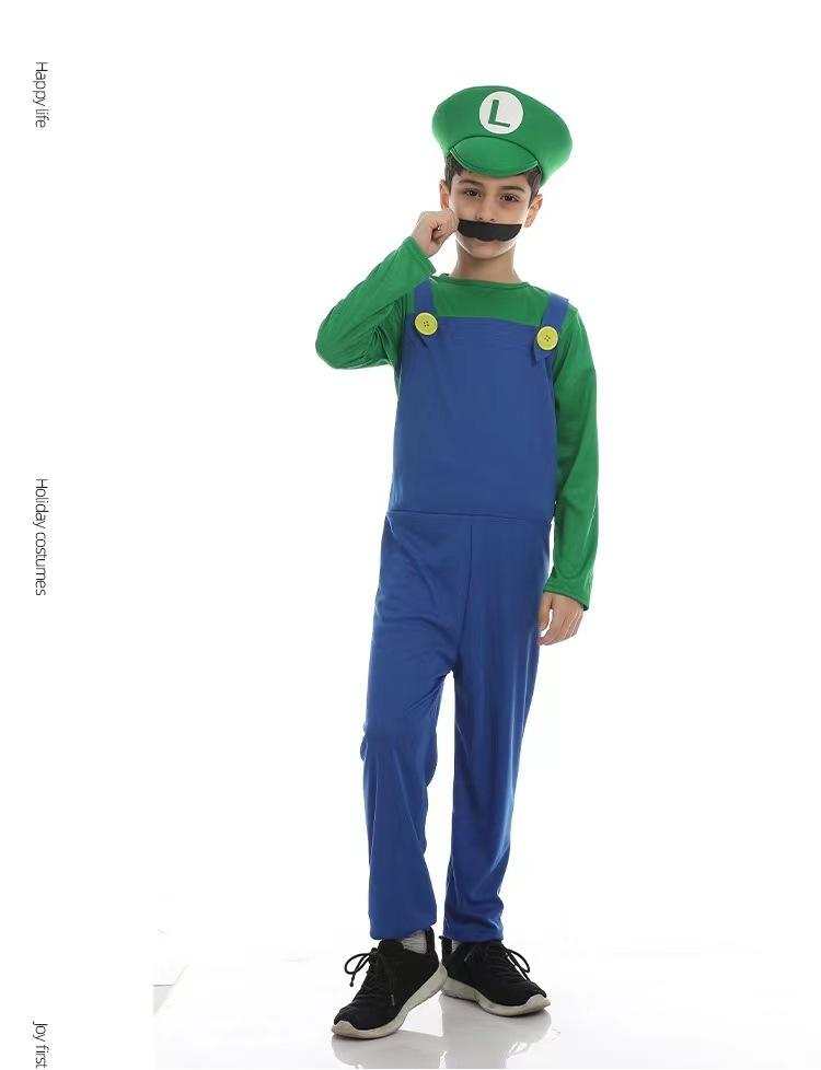 Halloween Cosplay Costume Mario Parent-Child Suit Prom Show Costume Mario Kids Costume