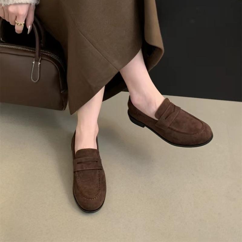 Fashion Retro Shoes Women Loafers Genuine Leather Womens Shoes Sapatos Femininos Sepatu Wanita Kulit Asli Slip-On Round Toe Low