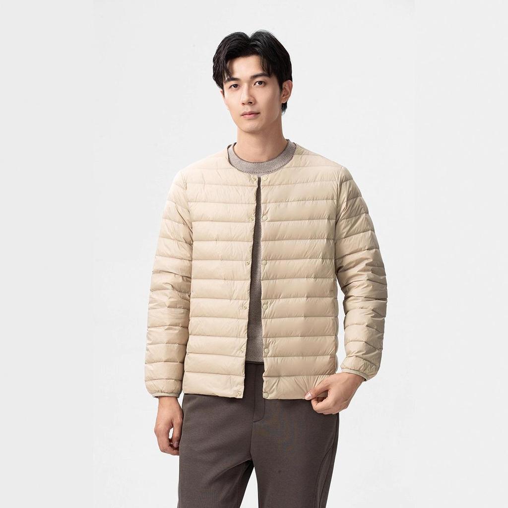 Men's Two-Opening Stand-Up Collar Lightweight Down Jacket - Warm White Duck Down for Autumn/Winter